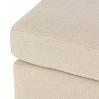 Ottoman, Beige Linen, 18x24 Cushioned Seat, Brown Birch Wood Legs - BM324423
