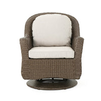 Kaia Outdoor Swivel Accent Chair Set of 2, Rattan Wicker Weave, Beige - BM324425