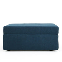 Low Accent Ottoman with Storage, 31 Inch Square, Tufted Navy Blue - BM324432
