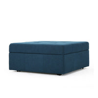 Low Accent Ottoman with Storage, 31 Inch Square, Tufted Navy Blue - BM324432