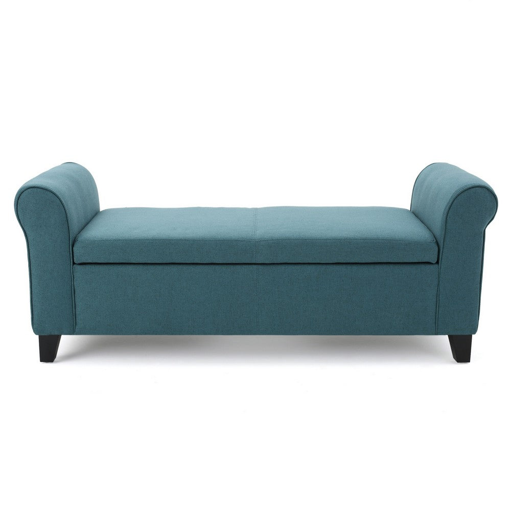Shawn Storage Bench, 50 Inch, Rolled Arms, Solid Wood, Dark Teal Blue - BM324433