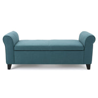 Shawn Storage Bench, 50 Inch, Rolled Arms, Solid Wood, Dark Teal Blue - BM324433