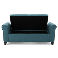 Shawn Storage Bench, 50 Inch, Rolled Arms, Solid Wood, Dark Teal Blue - BM324433