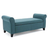 Shawn Storage Bench, 50 Inch, Rolled Arms, Solid Wood, Dark Teal Blue - BM324433