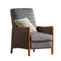 Ryka Push Back Recliner Chair, Birch Wood, Gray Channel Stitching - BM324434