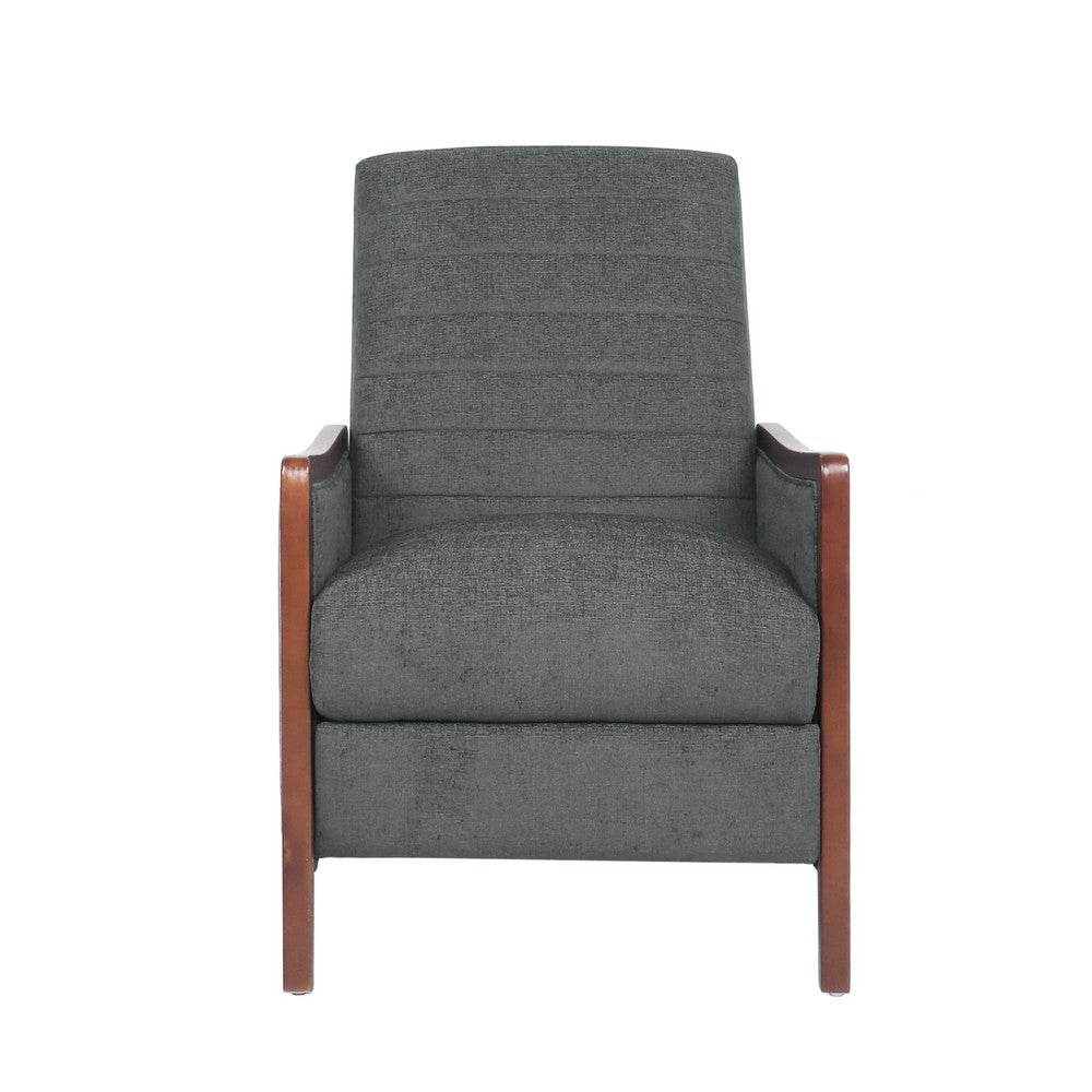 Ryka Push Back Recliner Chair, Birch Wood, Gray Channel Stitching - BM324434