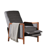 Ryka Push Back Recliner Chair, Birch Wood, Gray Channel Stitching - BM324434