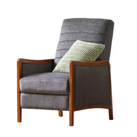 Ryka Push Back Recliner Chair, Birch Wood, Gray Channel Stitching - BM324434