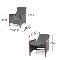 Ryka Push Back Recliner Chair, Birch Wood, Gray Channel Stitching - BM324434
