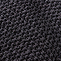 Alen Ottoman Cube Pouf, 21 Inch Handcrafted Boho Gray Knitted Cotton - BM324439