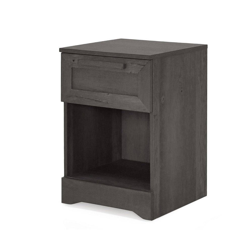 Vinie Nightstand with 1 Drawer and Shelf, Modern Taupe Gray Finish - BM324446