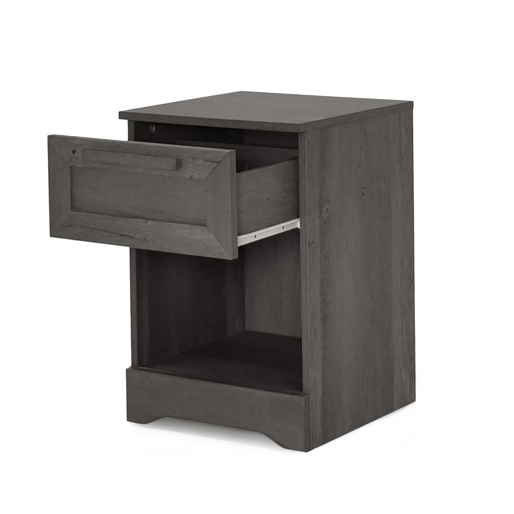 Vinie Nightstand with 1 Drawer and Shelf, Modern Taupe Gray Finish - BM324446