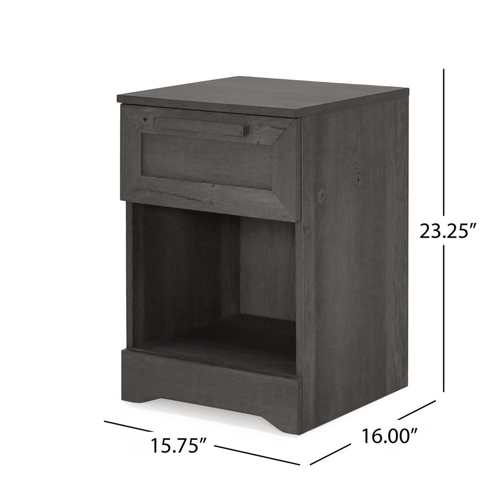 Vinie Nightstand with 1 Drawer and Shelf, Modern Taupe Gray Finish - BM324446