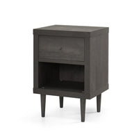 Minie Nightstand with 1 Drawer, Shelf, Rubberwood Legs, Modern Gray - BM324447