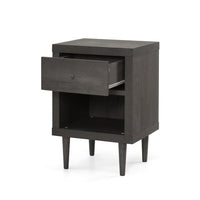 Minie Nightstand with 1 Drawer, Shelf, Rubberwood Legs, Modern Gray - BM324447