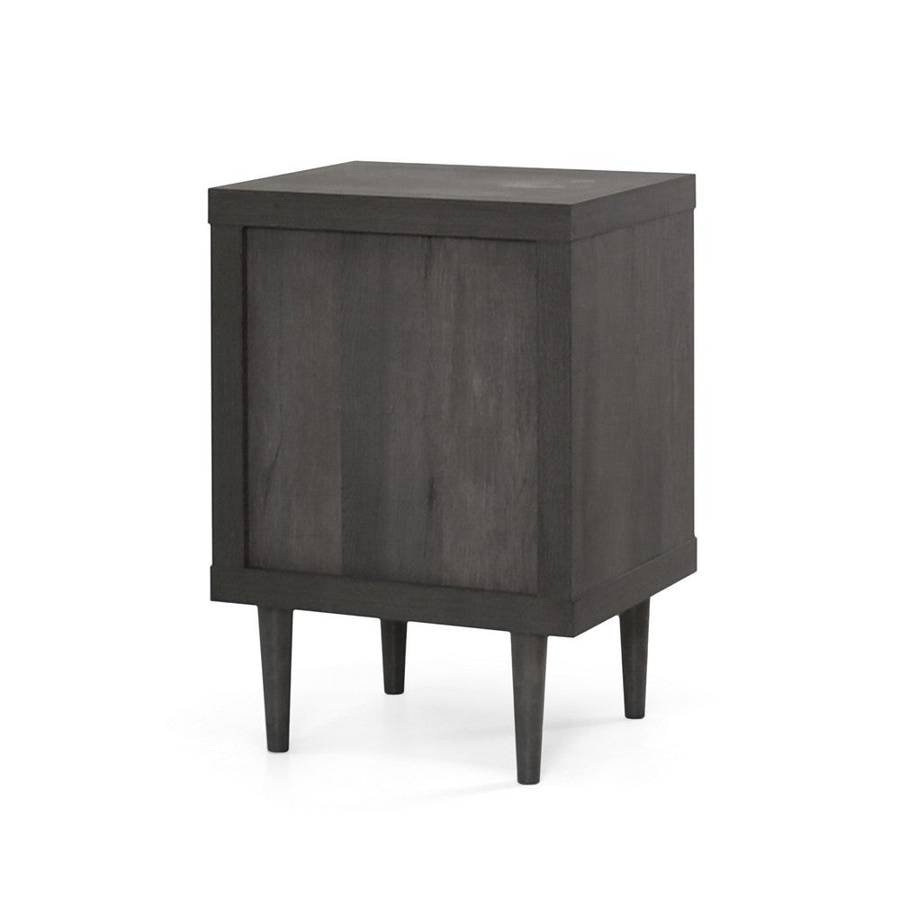 Minie Nightstand with 1 Drawer, Shelf, Rubberwood Legs, Modern Gray - BM324447