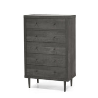 Minie Tall Dresser Chest, 5 Drawers, Rubberwood Legs, Modern Gray - BM324448