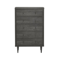 Minie Tall Dresser Chest, 5 Drawers, Rubberwood Legs, Modern Gray - BM324448