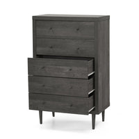 Minie Tall Dresser Chest, 5 Drawers, Rubberwood Legs, Modern Gray - BM324448