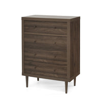 Minie Dresser Chest with 4 Drawers, Rubberwood Legs, Walnut Brown - BM324450