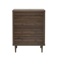 Minie Dresser Chest with 4 Drawers, Rubberwood Legs, Walnut Brown - BM324450