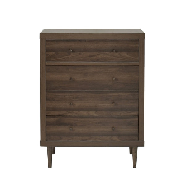 Minie Dresser Chest with 4 Drawers, Rubberwood Legs, Walnut Brown - BM324450
