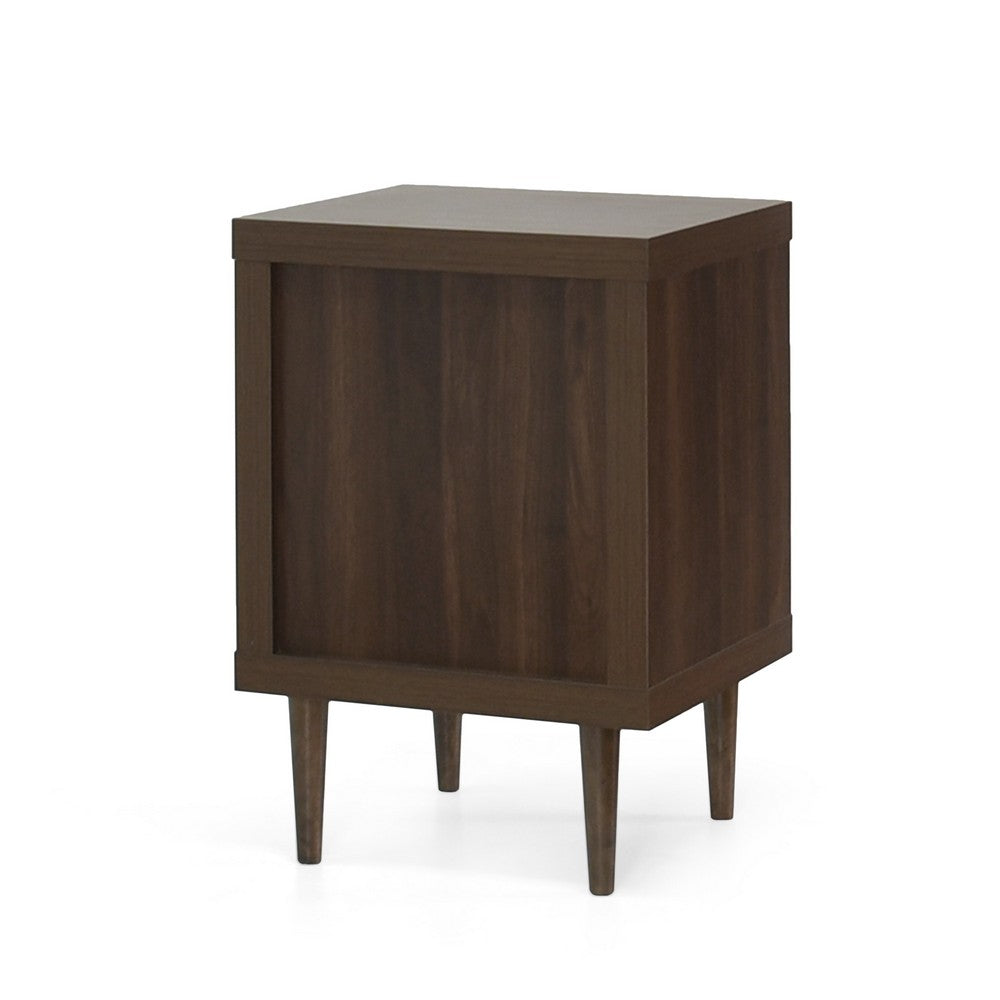 Minie Nightstand with 1 Drawer, Shelf, Modern White and Walnut Brown - BM324451