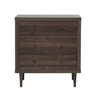 Minie Nightstand with 3 Drawers, Rubberwood Legs, Walnut Brown Wood - BM324452