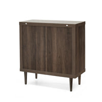 Minie Nightstand with 3 Drawers, Rubberwood Legs, Walnut Brown Wood - BM324452