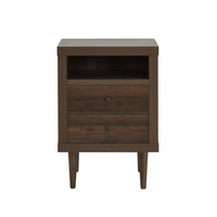Minie Nightstand with 2 Drawers, Shelf, Rubberwood Legs, Walnut Brown - BM324453