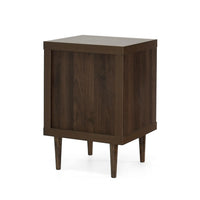 Minie Nightstand with 2 Drawers, Shelf, Rubberwood Legs, Walnut Brown - BM324453