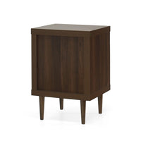 Minie Nightstand with 1 Drawer, Shelf, Rubberwood Legs, Walnut Brown - BM324456
