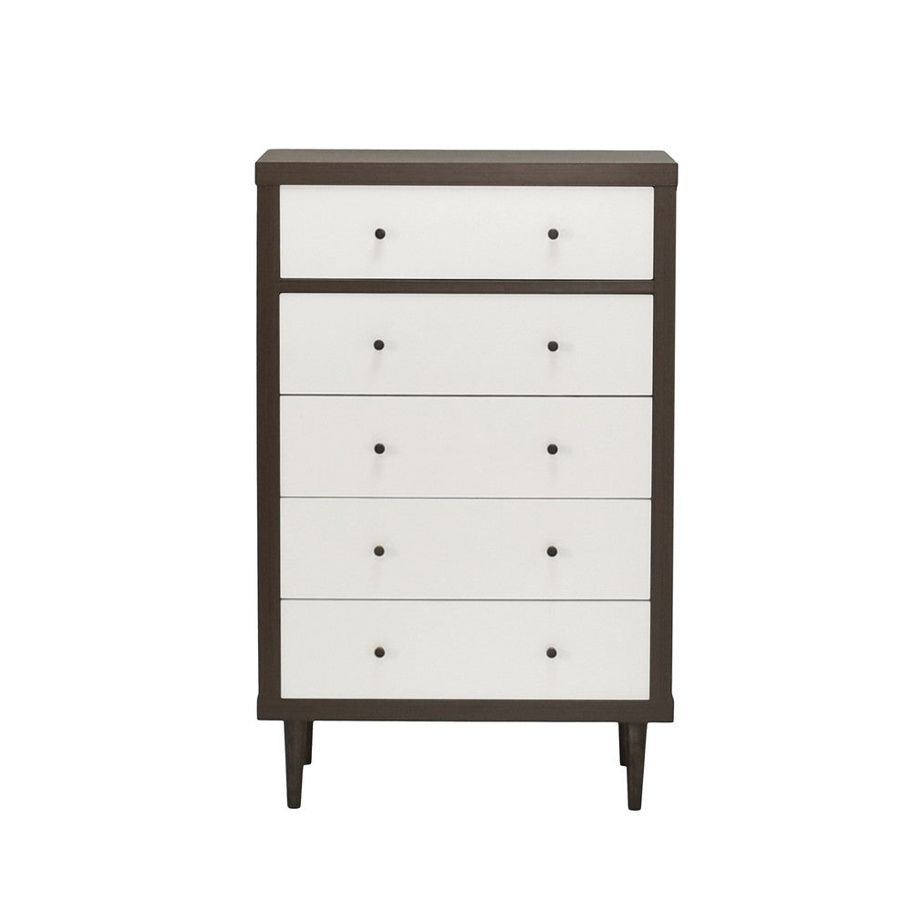 Minie Tall Dresser Chest, 4 Drawers, Rubberwood White, Walnut Brown - BM324459