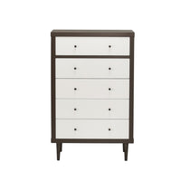 Minie Tall Dresser Chest, 4 Drawers, Rubberwood White, Walnut Brown - BM324459