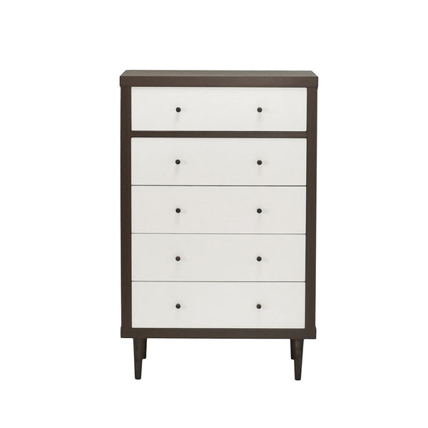 Minie Tall Dresser Chest, 4 Drawers, Rubberwood White, Walnut Brown - BM324459