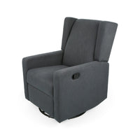 Glider Recliner Chair with Swivel, Birch Wood and Charcoal Gray Fabric - BM324460
