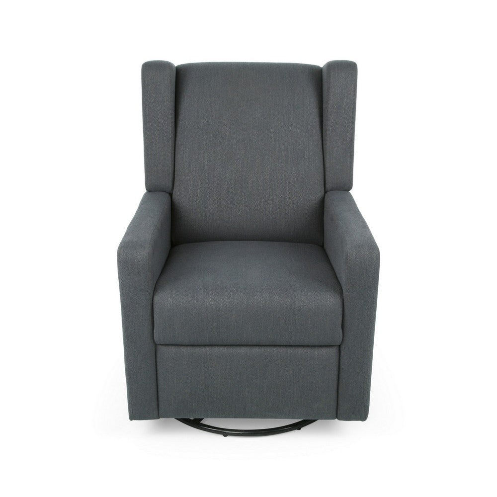 Glider Recliner Chair with Swivel, Birch Wood and Charcoal Gray Fabric - BM324460