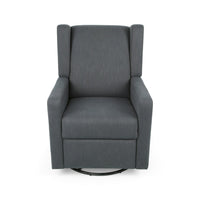 Glider Recliner Chair with Swivel, Birch Wood and Charcoal Gray Fabric - BM324460