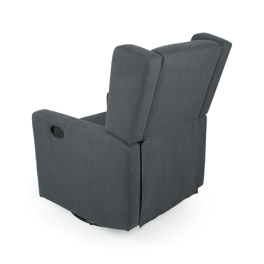 Glider Recliner Chair with Swivel, Birch Wood and Charcoal Gray Fabric - BM324460