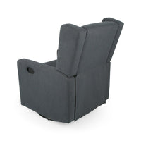 Glider Recliner Chair with Swivel, Birch Wood and Charcoal Gray Fabric - BM324460