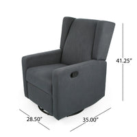 Glider Recliner Chair with Swivel, Birch Wood and Charcoal Gray Fabric - BM324460