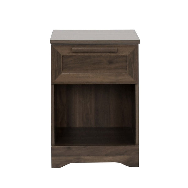Vinie Nightstand with 1 Drawer and Open Shelf, Modern Walnut Brown - BM324462