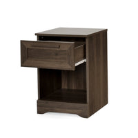 Vinie Nightstand with 1 Drawer and Open Shelf, Modern Walnut Brown - BM324462
