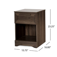 Vinie Nightstand with 1 Drawer and Open Shelf, Modern Walnut Brown - BM324462