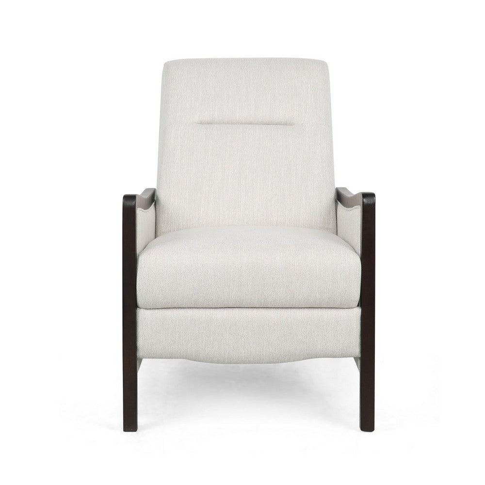 Reina Recliner Chair with Push-Back, Brown Birch Wood, Beige Fabric - BM324471