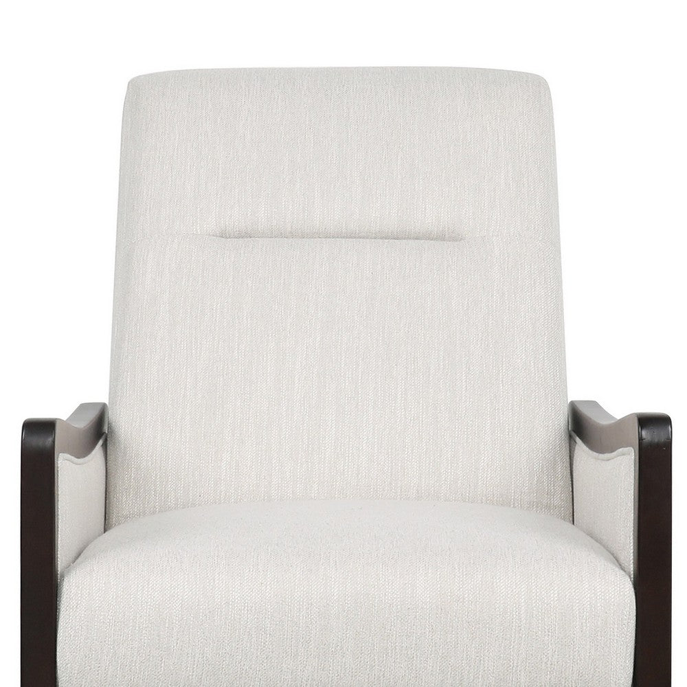 Reina Recliner Chair with Push-Back, Brown Birch Wood, Beige Fabric - BM324471