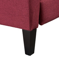 Push Back Recliner Chair, Birch Wood Legs, Red Button Tufted Polyester - BM324473