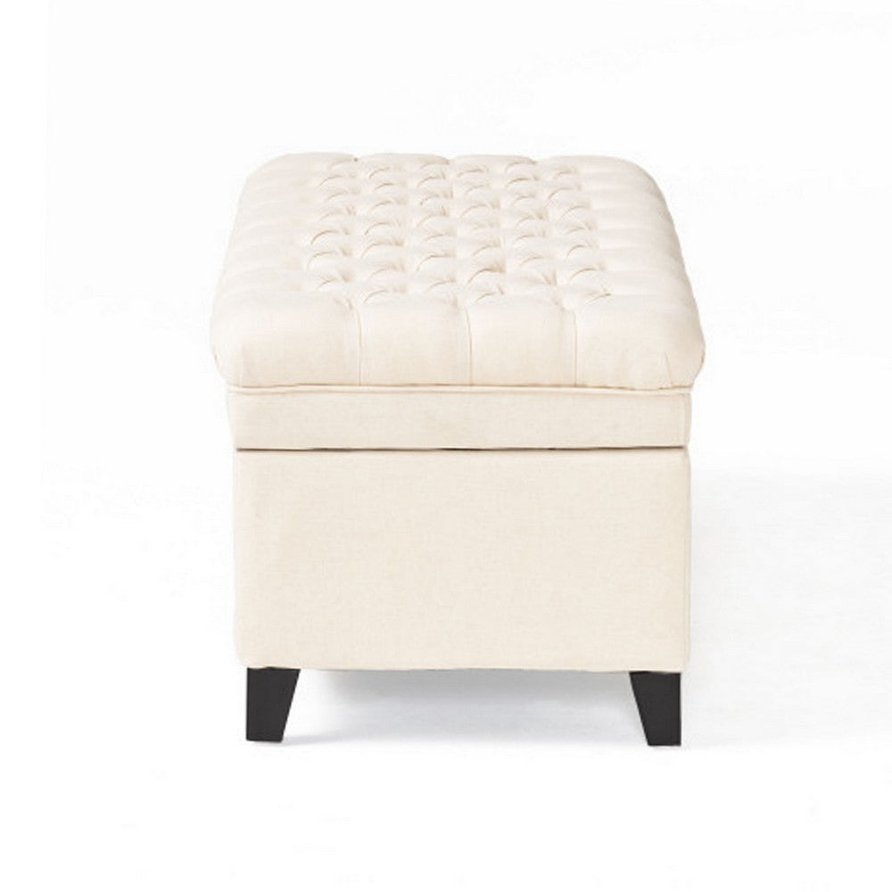 Rhya Storage Bench, 50 Inch Button Tufted Plush Seat, Soft Beige - BM324479