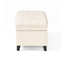 Rhya Storage Bench, 50 Inch Button Tufted Plush Seat, Soft Beige - BM324479