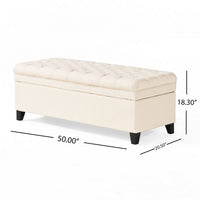 Rhya Storage Bench, 50 Inch Button Tufted Plush Seat, Soft Beige - BM324479